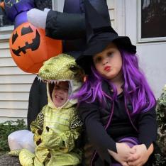 Odie the Dinosaur and Opal the witch
